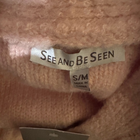 See And Be Seen Pink V-Neck Wool Blend Cable Knit Cardigan Small/Medium NWT - Picture 13 of 15